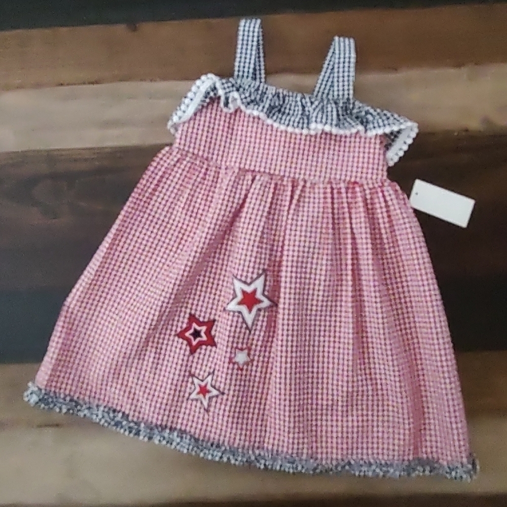 Good Lad Little Girl Red, White & Blue Gingham style Dress sz.5